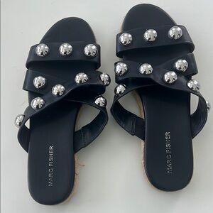 Marc Fisher Black Sandals with Silver Studs